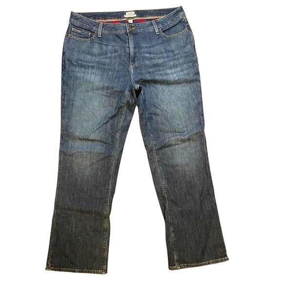 L.L. Bean Favorite Fit Women’s 16 Petite plaid lined blue jeans PRELOVED - Picture 2 of 13